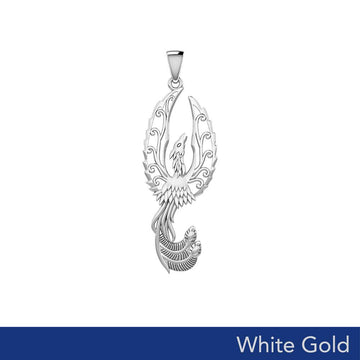 Mythical Phoenix Solid White Gold Pendant WPD5723 - Jewelry